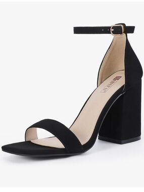 Ankle-Strap Block Heel Sandal - Black Size 9.5